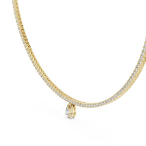 Aria Pear Halo Tennis Lab Diamond Necklace